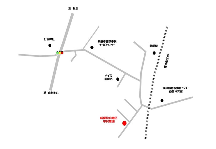 イラスト：新屋比内町地区無料市民農園　地図