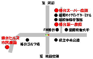 イラスト：椿台第一農園・椿台ヒルズ市民農園・椿台スーパー農園位置図