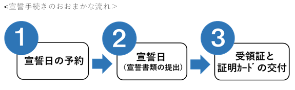 宣誓手続きのおまかな流れの図