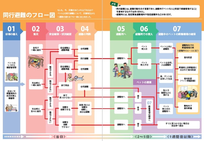 同行避難のフロー図