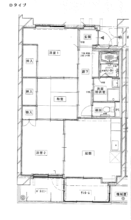 イラスト：新屋比内町Dタイプの間取り図