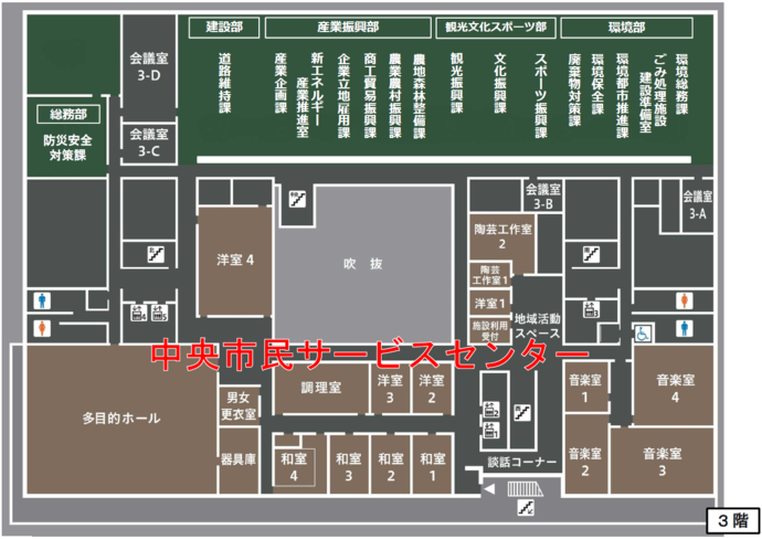 庁舎3階の案内図