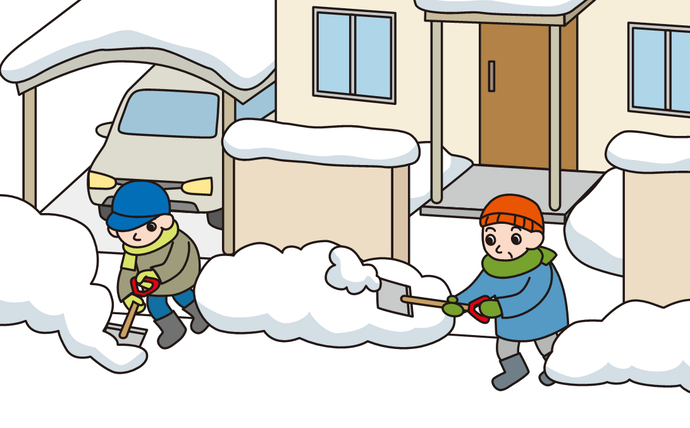 写真：玄関先の雪よせの様子