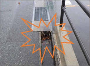 側溝にごみが溜まっている画像